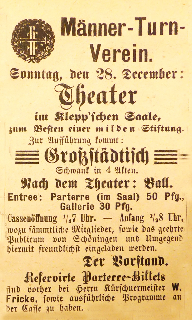 1884 12 25 WochuAnz Klepps Garten Theater MTV SchA k
